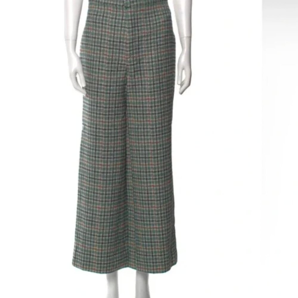 ISABEL MARANT Vintage Twill Houndstooth Wide-Leg Pants in XS